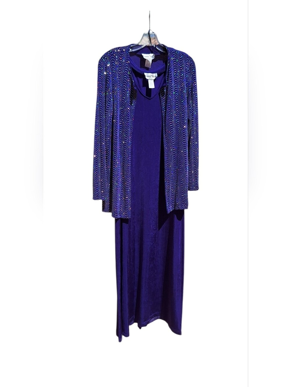 Ronni Nicole Slinky Maxi Dress Sparkly Mother of Bride Vintage Evening Size 10